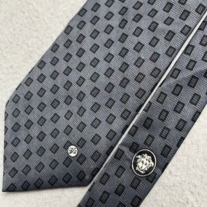 Gianni Versace Classic V2 Silk Tie Grey Black Geometric Square Medusa Made Italy